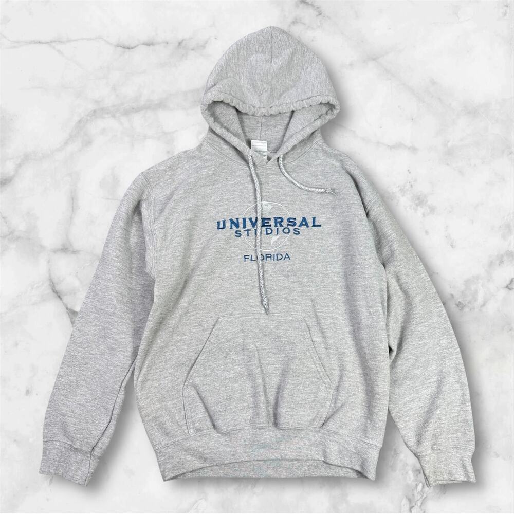Vintage Universal Studios Florida Embroidered Hoodie Mens Size S Gray Blue FL